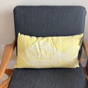 Nicole Miller Yellow and White Decorative Pillow